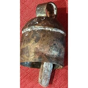 Vintage Mini Primitive Handcrafted Ox Cow Iron Bell Old Farm Decorative